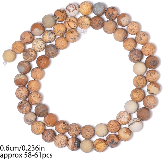 6mm Matte Picture Jasper Bead, 15-Inch Matte Round Loose Stone Beads - Image 9