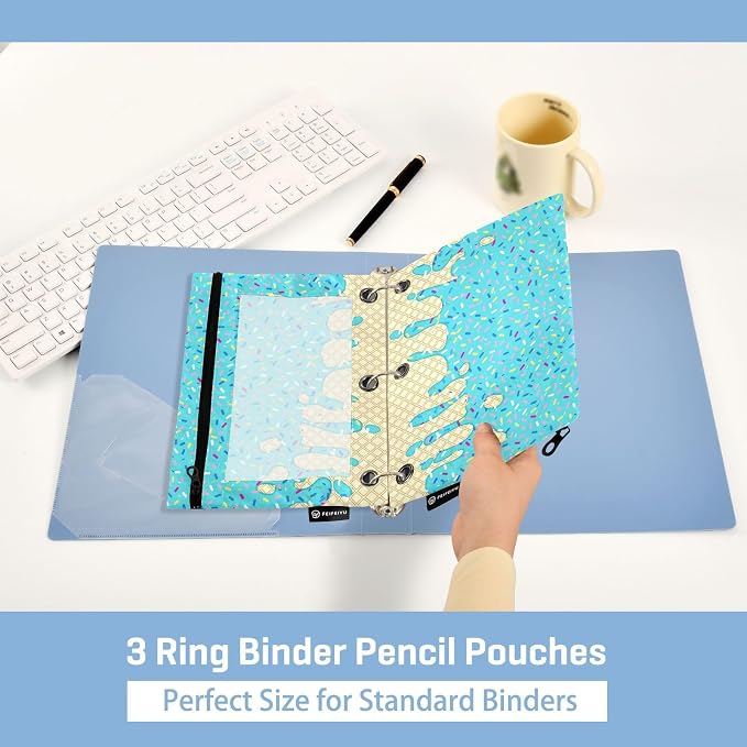 Teal Blue Ice Cream Print Pencil Pouch - Image 4