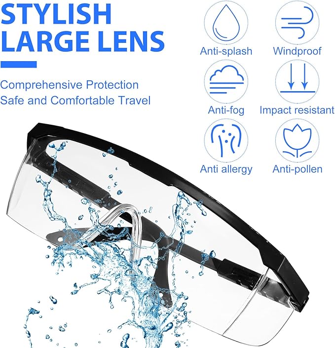 100 Pairs Safety Goggles Bulk Protective Glasses for Shooting Lab Safety Goggles Over Glasses for Kids Adult