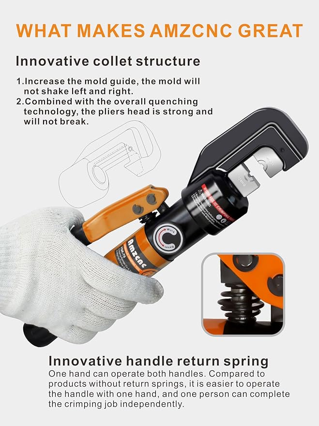 AMZCNC 1/8” Wire Rope Crimping Tool Hydraulic Hand Crimper Tool for Stainless Steel Cable Railing Fittings for 1/16" 1/8" 3/16" Cable –Wire Swaging Tool 8 Ton and Stainless Steel Cable Cutter