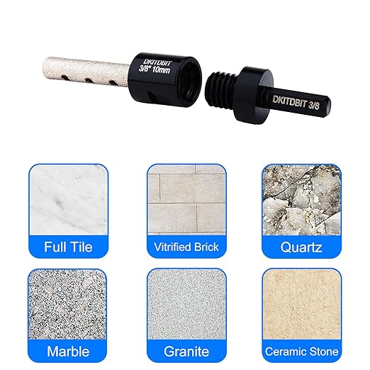 3/8" Tile Milling Bit, Diamond Finger Sander Drill Bit, to Enlarge Shape Holes Edges in Porcelain Ceramic Marble Granite Tiles, with 5/8-11 Thread to 3/8 Hex Shank fit Angle Grinders & Drills 10mm