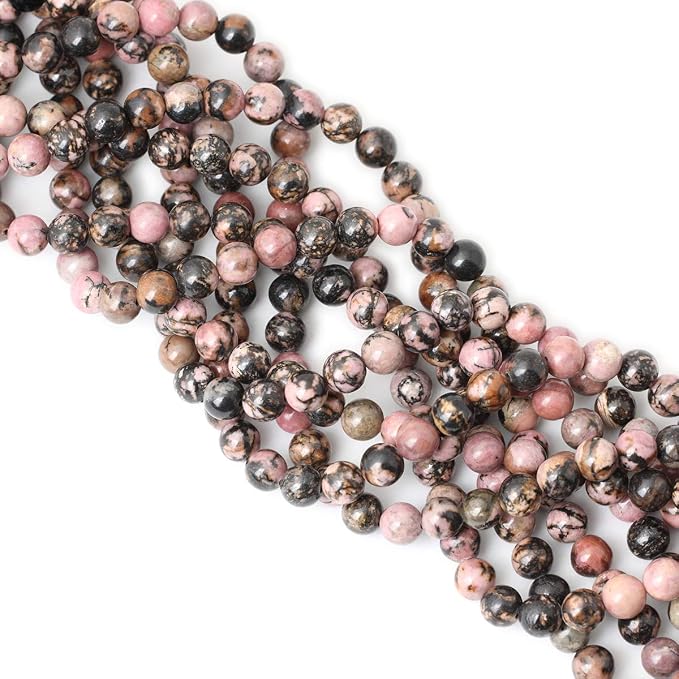 45PCS 8mm Natural Black Line Rhodochrosite Gemstone Smooth Round Loose Beads - Image 4