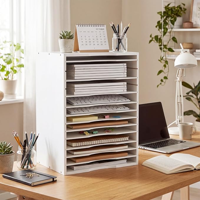 Ripeng 1 Pack Bamboo Puzzle Holder Rack, 12-Tier Adjustable Storage Organizer - Image 7