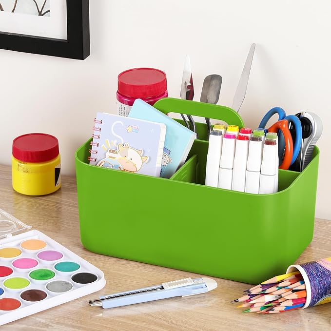 Multiuse Caddy Organizer with Handle, Portable Divided Plastic Tote Bin - Image 4