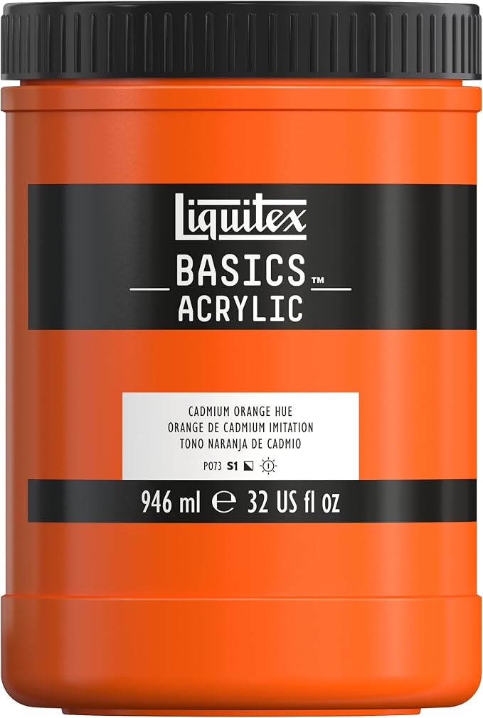 Liquitex BASICS Acrylic Paint, 946ml Jar, Cadmium Orange Hue by Liquitex