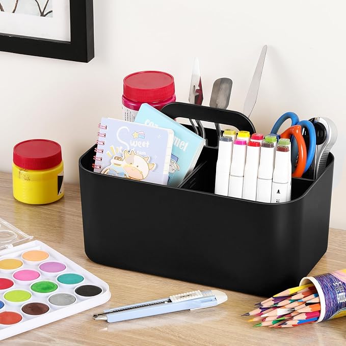 Multiuse Caddy Organizer with Handle, Portable Divided Plastic Tote Bin - Image 4