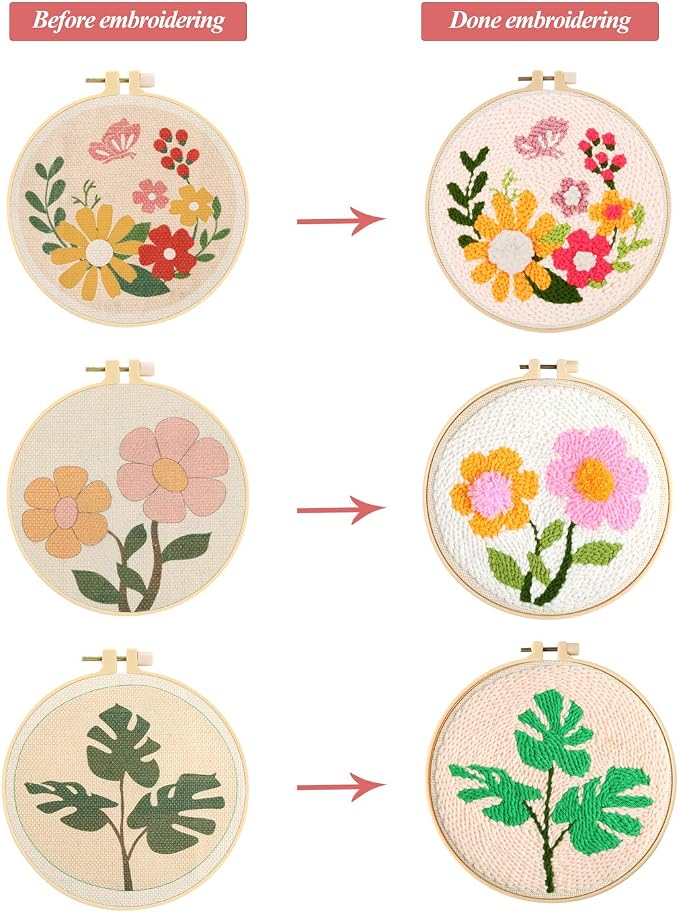 Pllieay 3 Set Punch Needle Embroidery Starter Kits Include Instruction - Image 5
