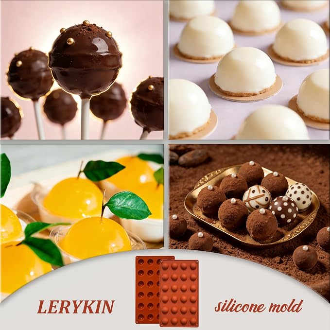 Lerykin Mini 24-Cavity Semi Sphere Silicone Molds Non-Stick, 2 Packs Half - Image 7