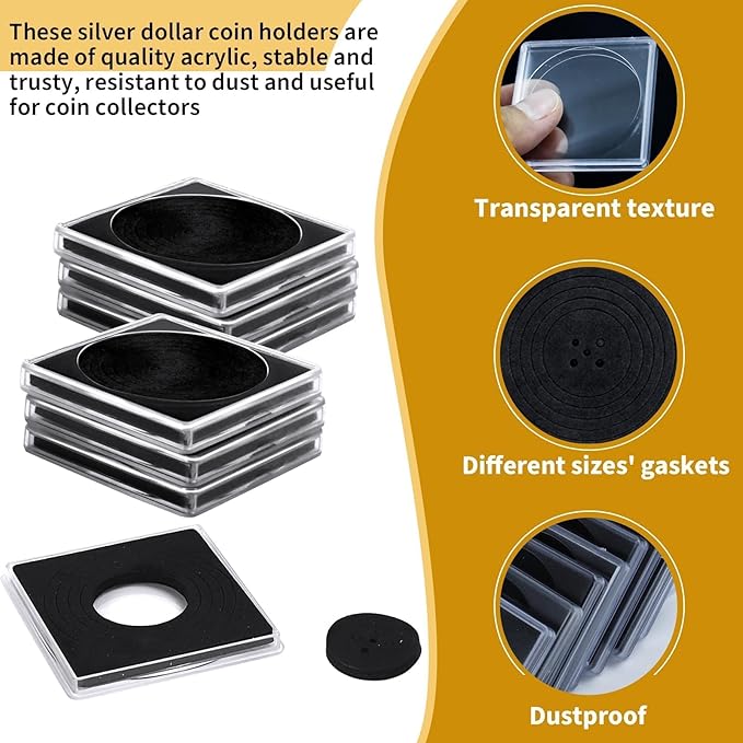 40 Pcs Adjustable Acrylic Coin Holder, Coin Collection Cases - Image 3