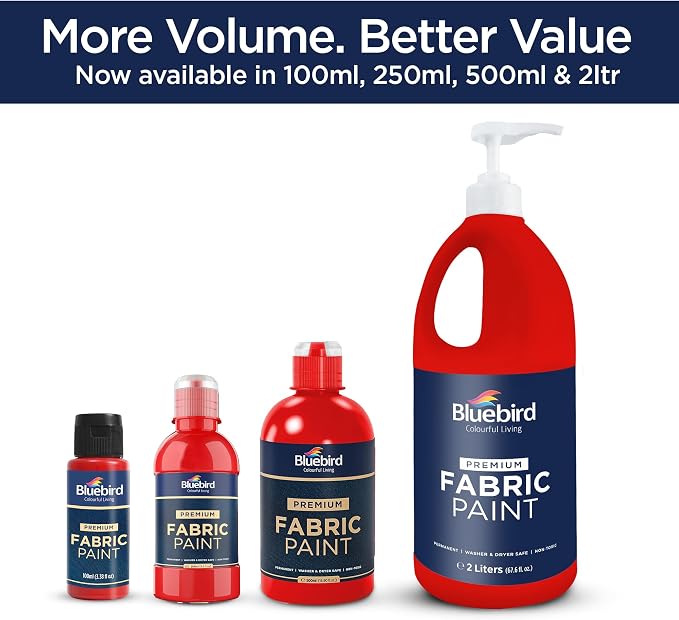 BLUEBIRD Fabric Paint, Vermilion Red, 67.6 Fl Oz, Permanent Fabric Paints - Image 7