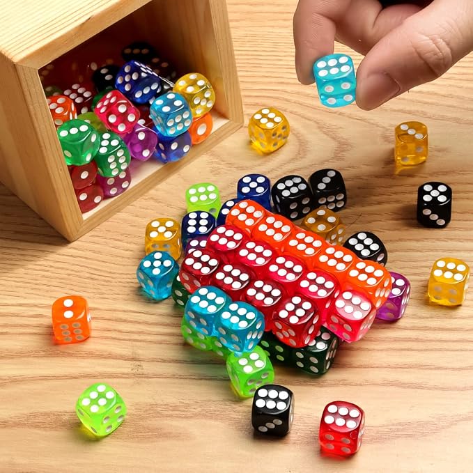 50 Pieces Dice Set, 14mm Bulk 6 Sided Colored Dices - Image 3
