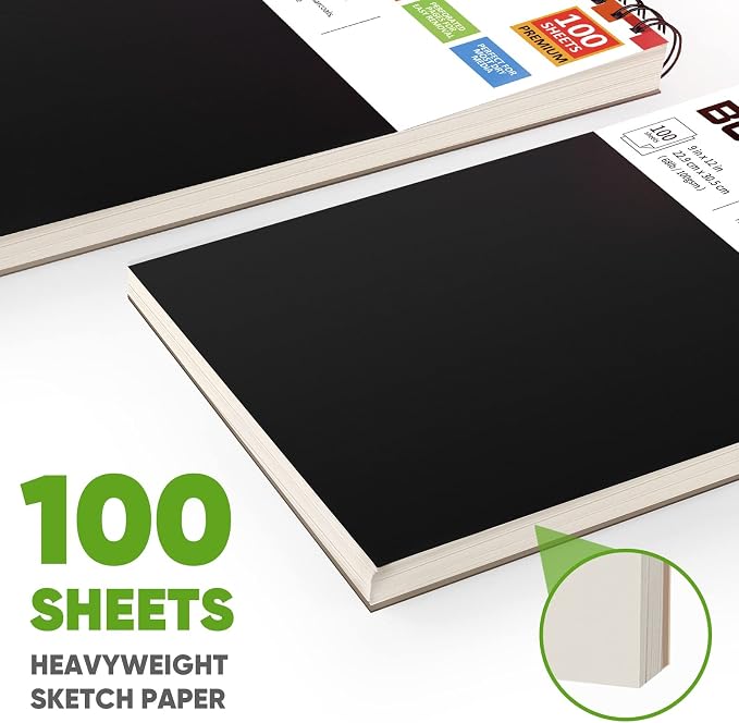 Soucolor Sketch Book, 3 Pack 9"x12" Sketchbook - Image 4