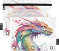 Watercolor Dragon Pencil Pouch for 3 Ring Binder, 2 Pack Waterproof Pencil Bags by BOENLE-WELCOMEYOURCOMING