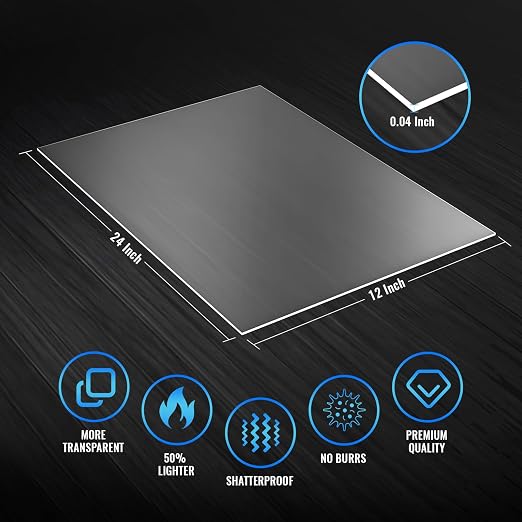 6 Pack of PET/Plexiglass Sheets 12x24-0.04" Clear Plastic Sheet Panels - Image 3