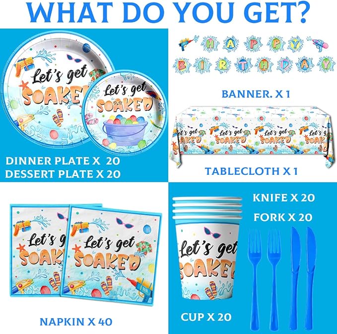Summer Party Decorations, Include Plates and Napkins, Tablecloth, Banner - Image 6