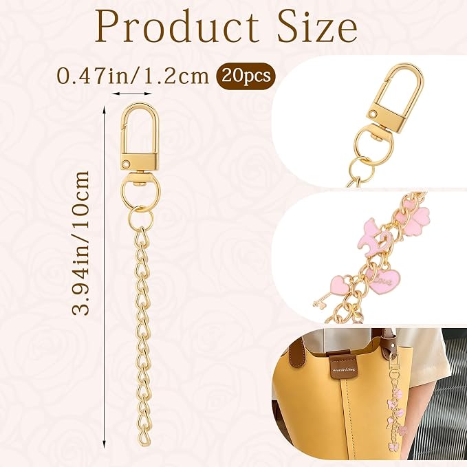 Chuyau 20pcs Gold Keychain Making Kit Swivel Snap Hook Lobster Claw Clasps - Image 2