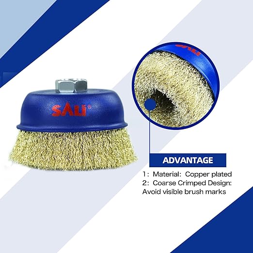 SALI 12 Pack Wire Cup Brush, 4 Inch Coarse Crimped Cup Brush for Grinders, with 5/8 Inch Arbor for Heavy Cleaning Rust, Stripping and Abrasive, for Angle Grinder