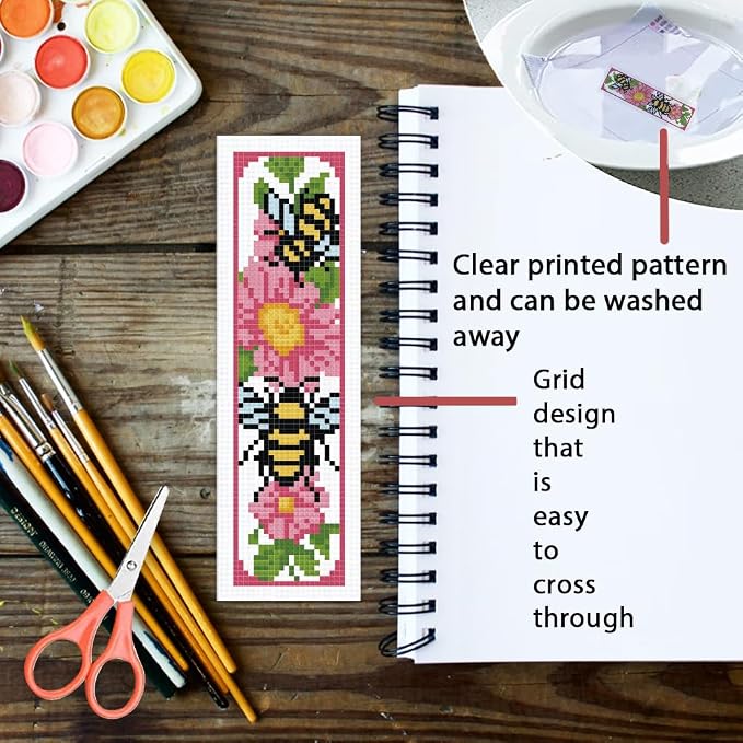 ORIGACH 6 Set Bees Cross Stitch Bookmark Kit - Image 3