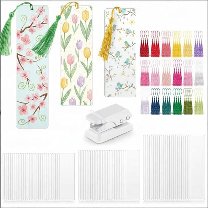 Fuyoooo 101 Pcs DIY Bookmark Making Kit Bookmark Laminating Pouches 5 Mil Hot by Liraitoya