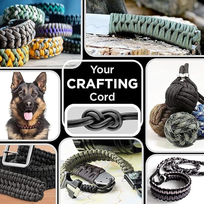 TECEUM 5/32" Paracord Rope 1000 – 1000ft / 200ft / 100ft / 50ft – Tactical Parachute Cord 4mm – 45+ Colors – Nylon String for Survival & Camping Gear – Stripe Cord for Survival – Utility Rope