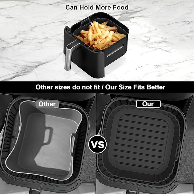 Square Silicone Air Fryer Liners 2 Pack, Compatible - Image 4