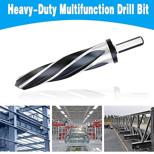 DKIBBITH 1-3/16" Bridge Construction Reamer Drill Bit, M2 HSS Taper Chucking Reamer for Steel Alloy Metal Wood Plastic, 1/2" Non-Slip Shank, 5-Spiral Flutes Car Reamer, to Align or Enlarge Holes, 30mm