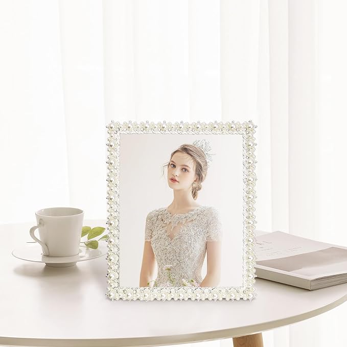 DIKAR 8x10 Wedding Picture Frame, Pearls Diamond Picture Frame - Image 4