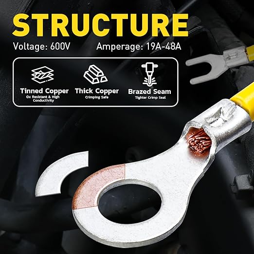 haisstronica Non Insulated Wire Connectors Kit 560 PCS - AWG 22-10 Tinned Copper Electrical Crimp Terminals with 3:1 Heat Shrink Tubing for Automotive, Marine, Industrial Wiring