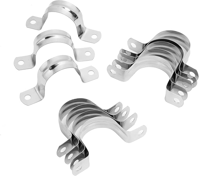 200 PCS 1-3/8 Inch Stainless Steel Rigid Pipe Strap, 1-3/8 Inch Conduit Clamps, U Bracket Mounting Clamps with Two Hole, U Tube Pipe Clamp for Chemical Industry, Commercial