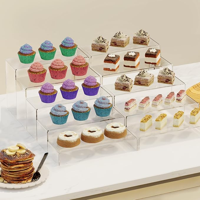 Anglelife 10 Pieces 2 Set Large Display Risers, Acrylic Cake Shelves - Image 6