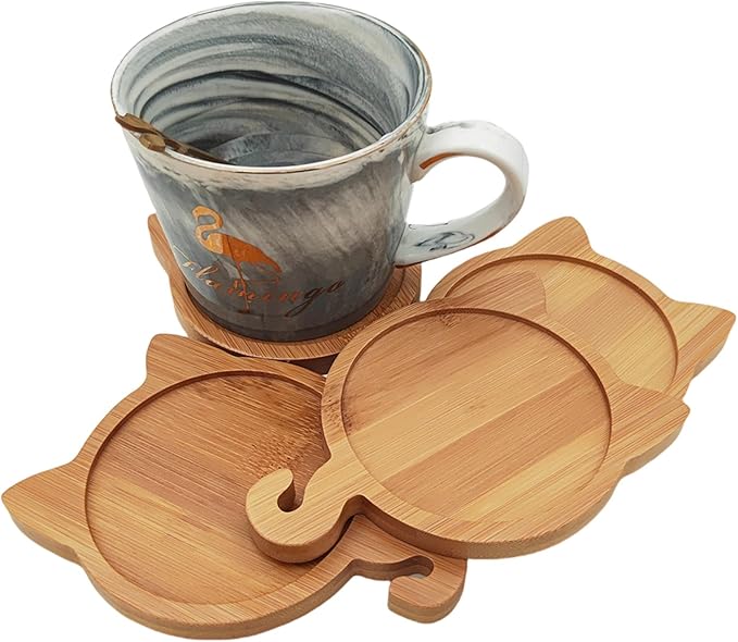 4PCS Mosaic Bamboo Coasters for Crafts, Blank Base Trays, Drinking Cup Coaster by Esweny