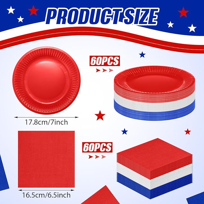 Zhehao 120 Pcs Disposable Paper Plates and Napkins Bulk Birthday Party - Image 3