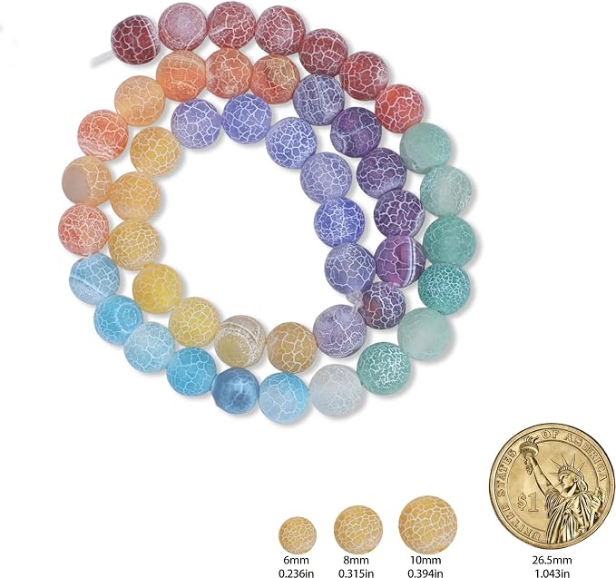 36pcs Natural Matte Rainbow Oxidized Gemstone Beads，10mm Frosted Round Loose - Image 2