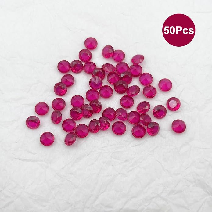 50Pcs Loose Synthetic Ruby Stone Bulk Wholesale Round Brilliant Cut Diamon - Image 4