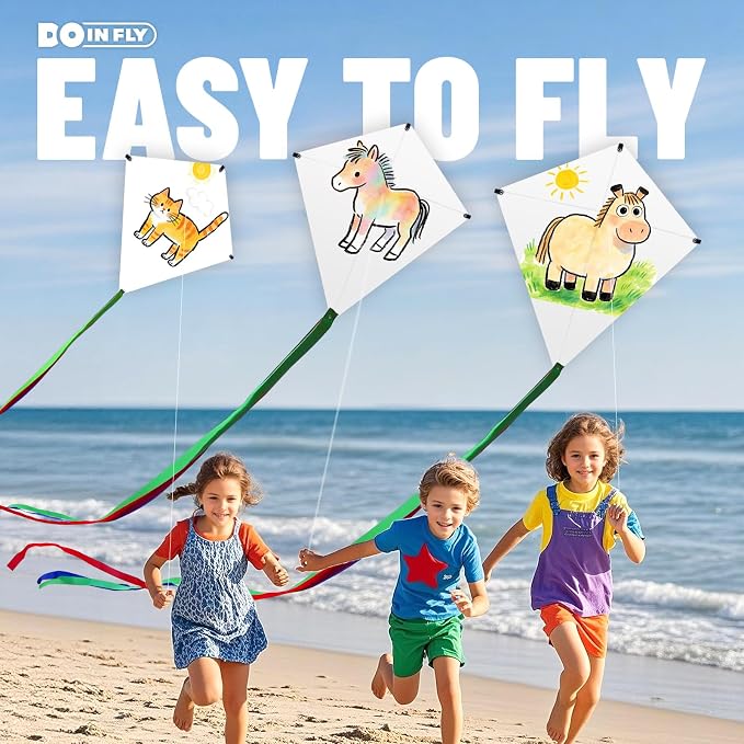 Ultimate Creative Kite Set: 10 Blank White Diamond Kites - Image 3