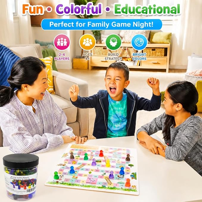 Game Pawns, 120 Pieces, 6 Colors, Translucent Game Pieces | Plastic Tokens - Image 5