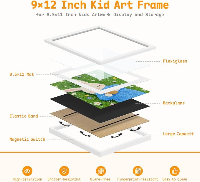2 Pack Kids Artwork Frames Changeable 8.5 x 11 Inch Children Art Projects - Image 8