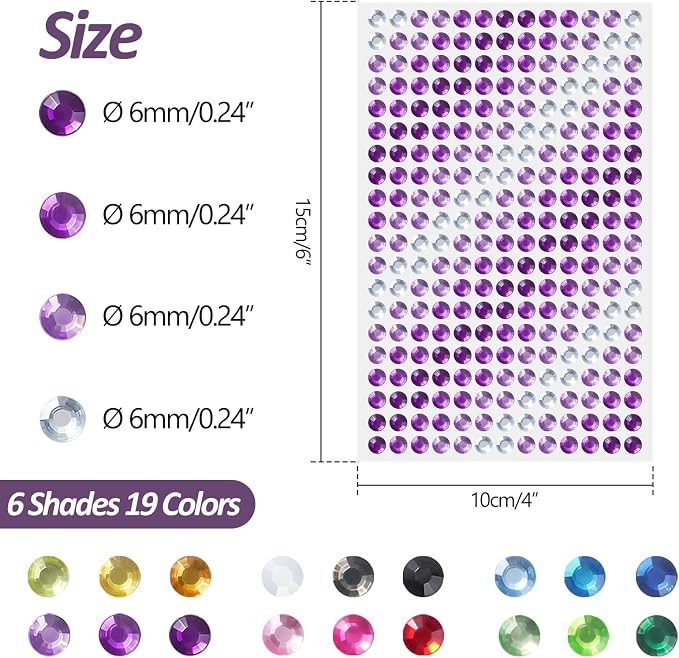 3120pcs 6mm Gradient Self-Adhesive Gem Stickers Bling Stickers - Image 2