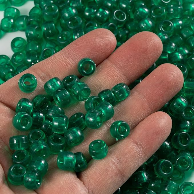 Gxueshan 1000 Pcs Acrylic Transparent Green Pony Beads 6x9mm Bulk - Image 3