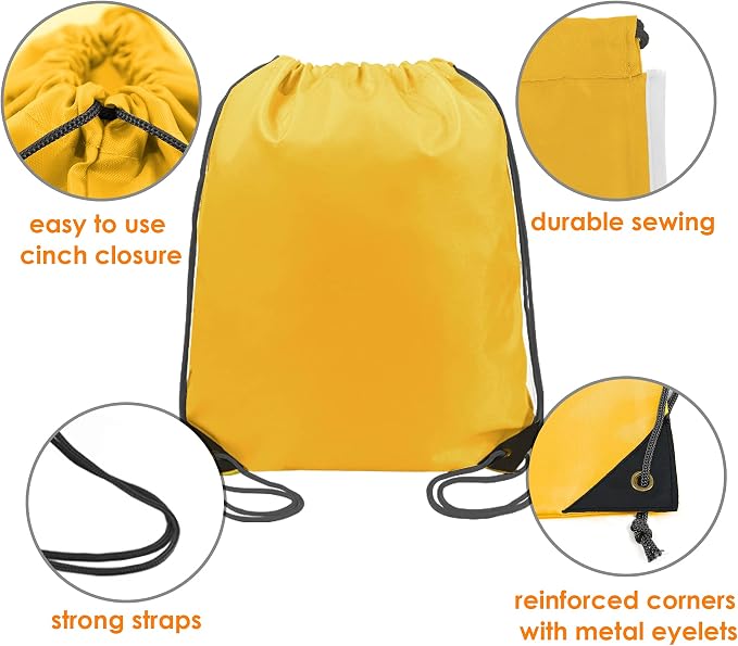BeeGreen 20 Pieces Yellow Cinch Sack Bags Bulk Gymsack - Image 5