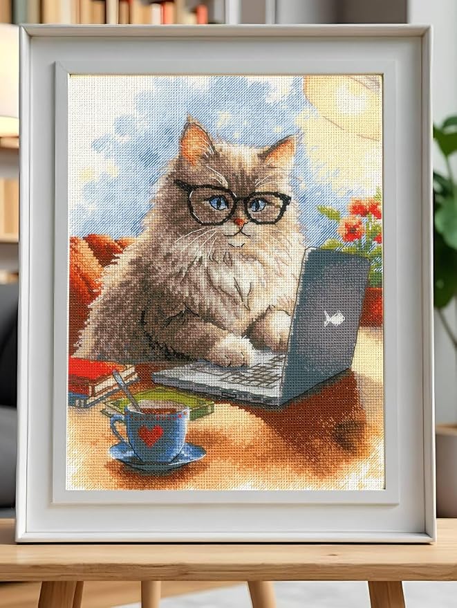 RIOLIS - Writer of Meowmoirs 2263, Cats Cross Stitch Kits 8¼"x11¾, Cross Stitch - Image 6