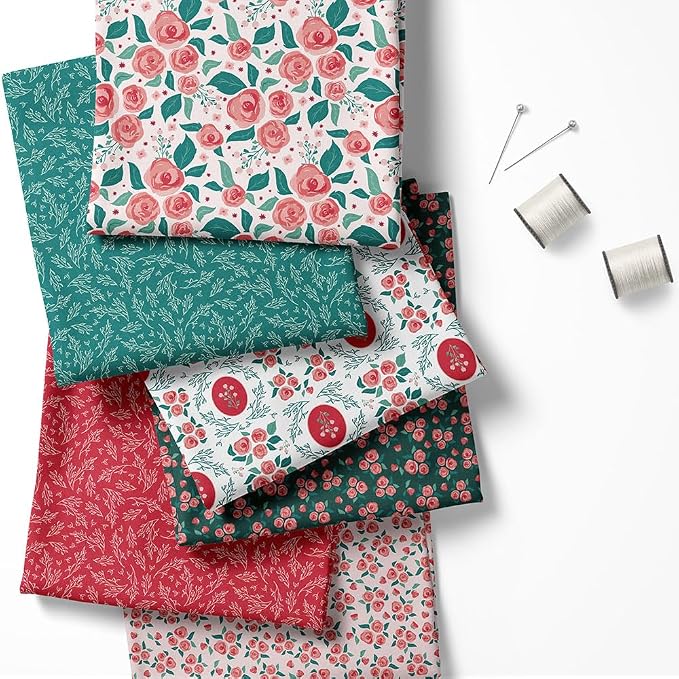 Floral Patchwork Fabric Panel 100x155 cm – 100% Cotton Satin, 6 Coordinated - Image 2