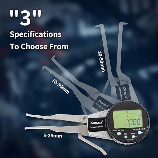 Dasqua Digital Internal Caliper Gage with 0.200"-1" /1.200"-2"/0.400"-1.2" Measuring Range (0.200"-1.0"/5-25mm)