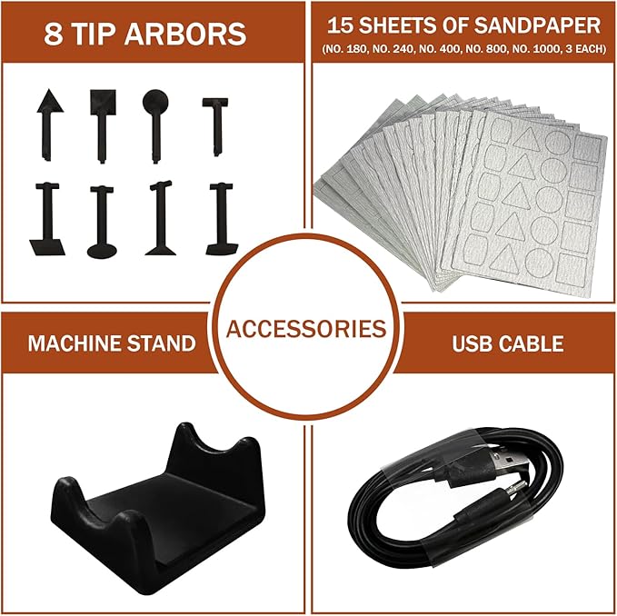 Cordless Pen Sander, Variable Speed and USB Charging with LED Light, Multi-Purpose Power Tool for Sanding, Polishing, Finishing, DIY Crafts