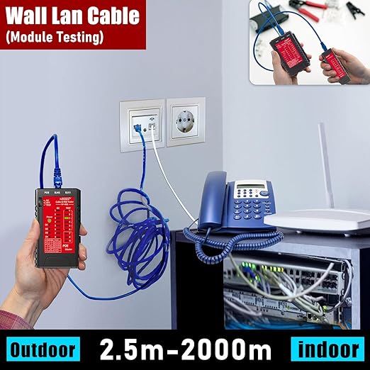 NF-468S RJ45 Network Cable Tester for CAT5, CAT5E, CAT6, CAT6A, Cat7 POE Test UTP/STP Cable Checker Telephone Line CAT3 Cable Mapper Network Tools (Professional Grade)