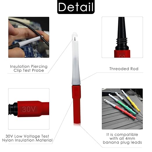 Piercing Clip Test Probe, 0.7mm Test Probe Pins, Non-Destructive Insulation Wire Piercing Needle, Piercing Probes Set for Banana Socket Plug Car Tester (4 Pcs)