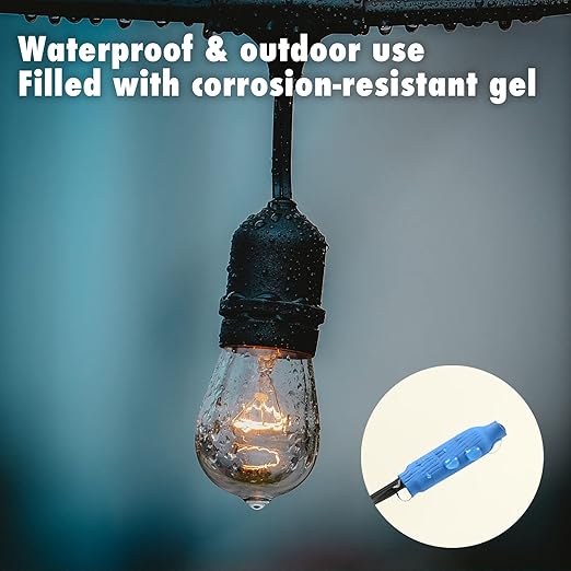 300 Pcs Waterproof Wire B Connectors AWG 22-26 Small Gauge Low Voltage Gel Filled Bean Butt Splices Terminals Electrical Connector for Outdoor, Security Wiring, and CCTV