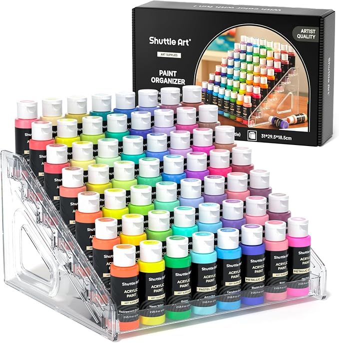 Shuttle Art Acrylic Paint Organizer, 7 Layers Clear Storage Rack, Snap On by ShuttleArt