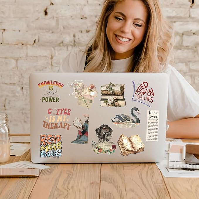 50 PCS Retro Reading Stickers for Scrapbooking Journaling Junk Journal - Image 6