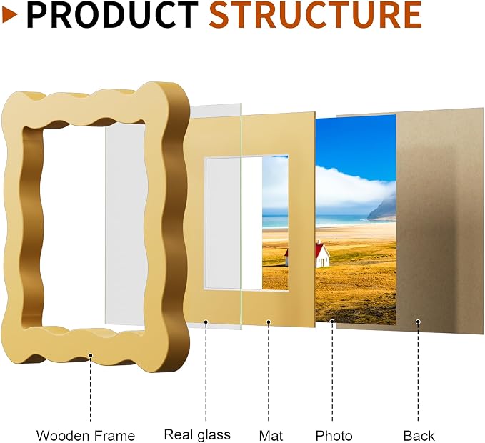 4x4 Wavy Picture Frame With Mat - Image 4